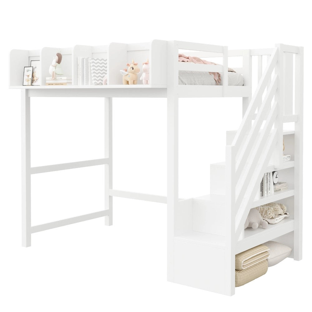 Letto a soppalco ¨C Minimal ¨C Bianco 90x200 cm con LED
