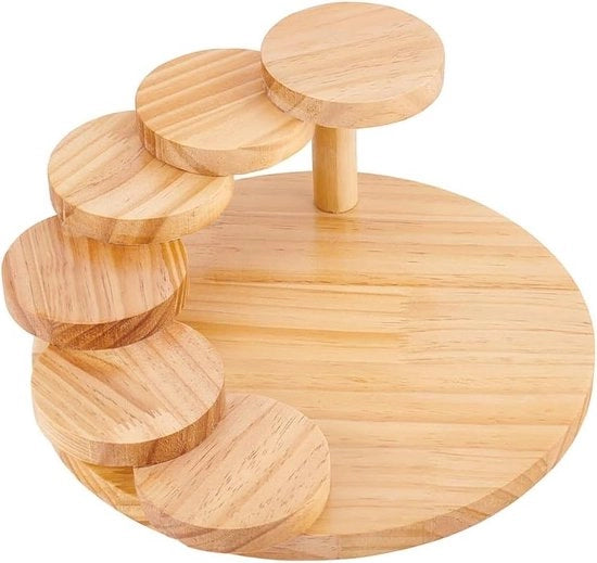 Tavolo di servizio in legno a gradini per carni - Piastre per piatti - Scale rotanti giapponesi - Bar ristorante sushi a casa - 29x29x12cm
