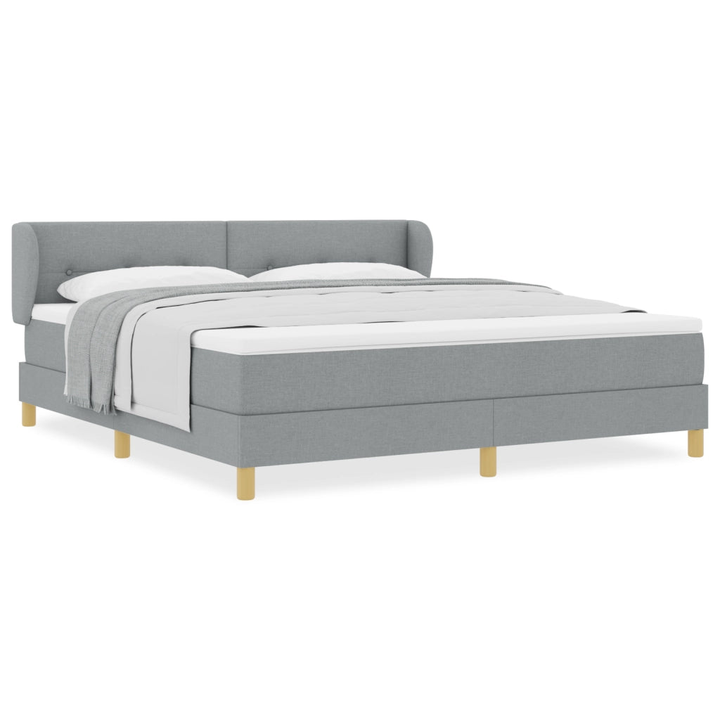 Letto Box Spring con Materasso in Grigio Chiaro, 180x200 cm, Tessuto