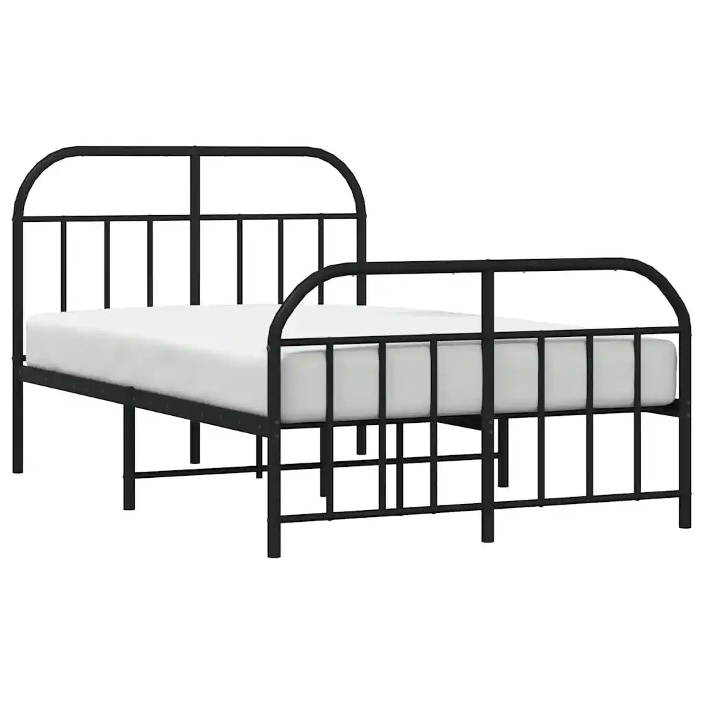Letto matrimoniale | Letto per adulti | Giroletto con Testiera e Pediera Metallo Nero 120x190 cm