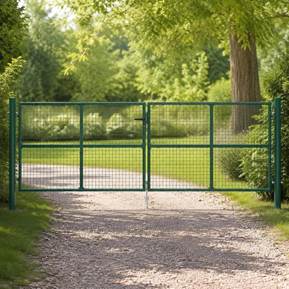 Double Wire Mesh Double Gate Steel 390x125 Cm Green