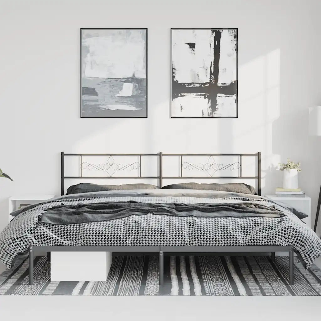 Giroletto con Testiera in Metallo Nero 183x213 cm