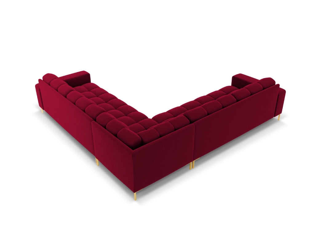 Cosmopolitan Design - Divano angolare reversibile "Bali" 6 posti in velluto rosso 