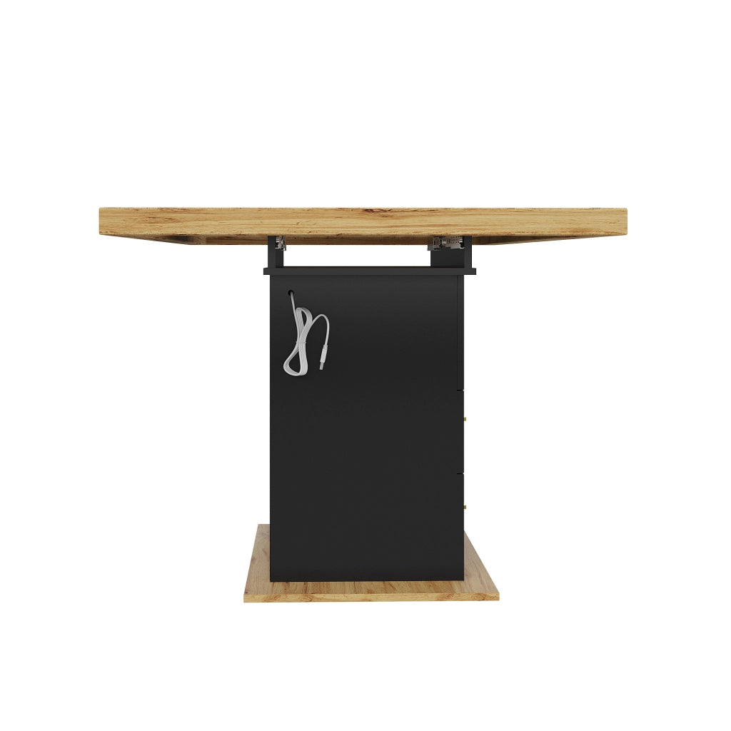 Tavolo da pranzo allungabile in MDF effetto legno con illuminazione integrata e 2 cassetti