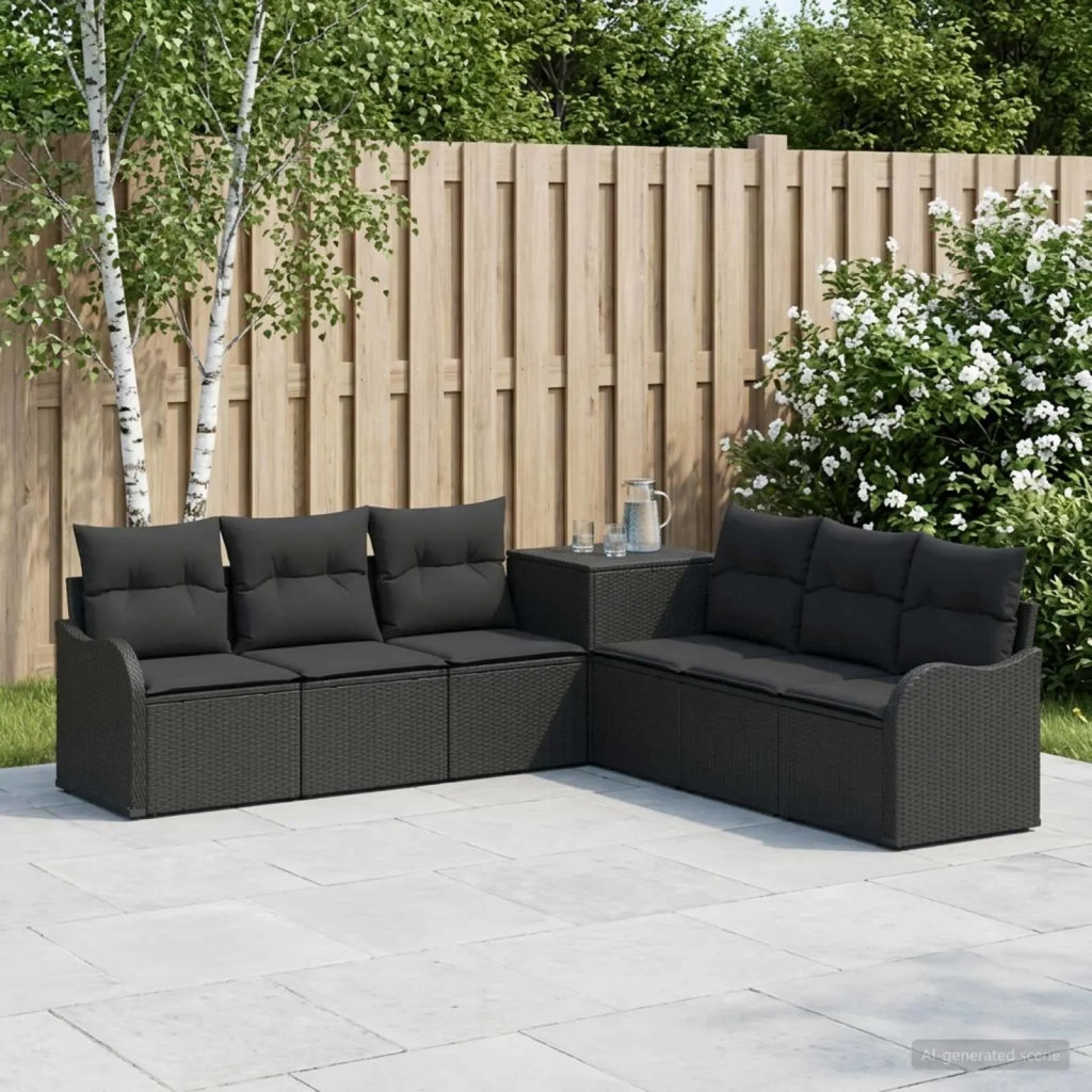 Set di divani 7 pz Nero Rattan sintetico e Acciaio 3448674