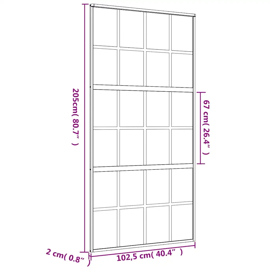 Porta Scorrevole Oro 102,5x205 Vetro Trasparente ESG Alluminio 155174