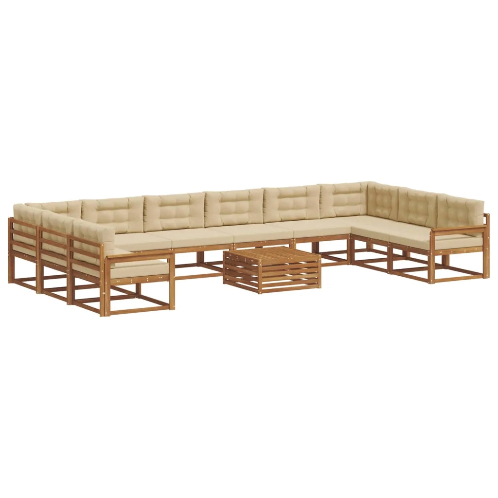 Set di divani da esterno con cuscino 11 pcs Naturale e Beige