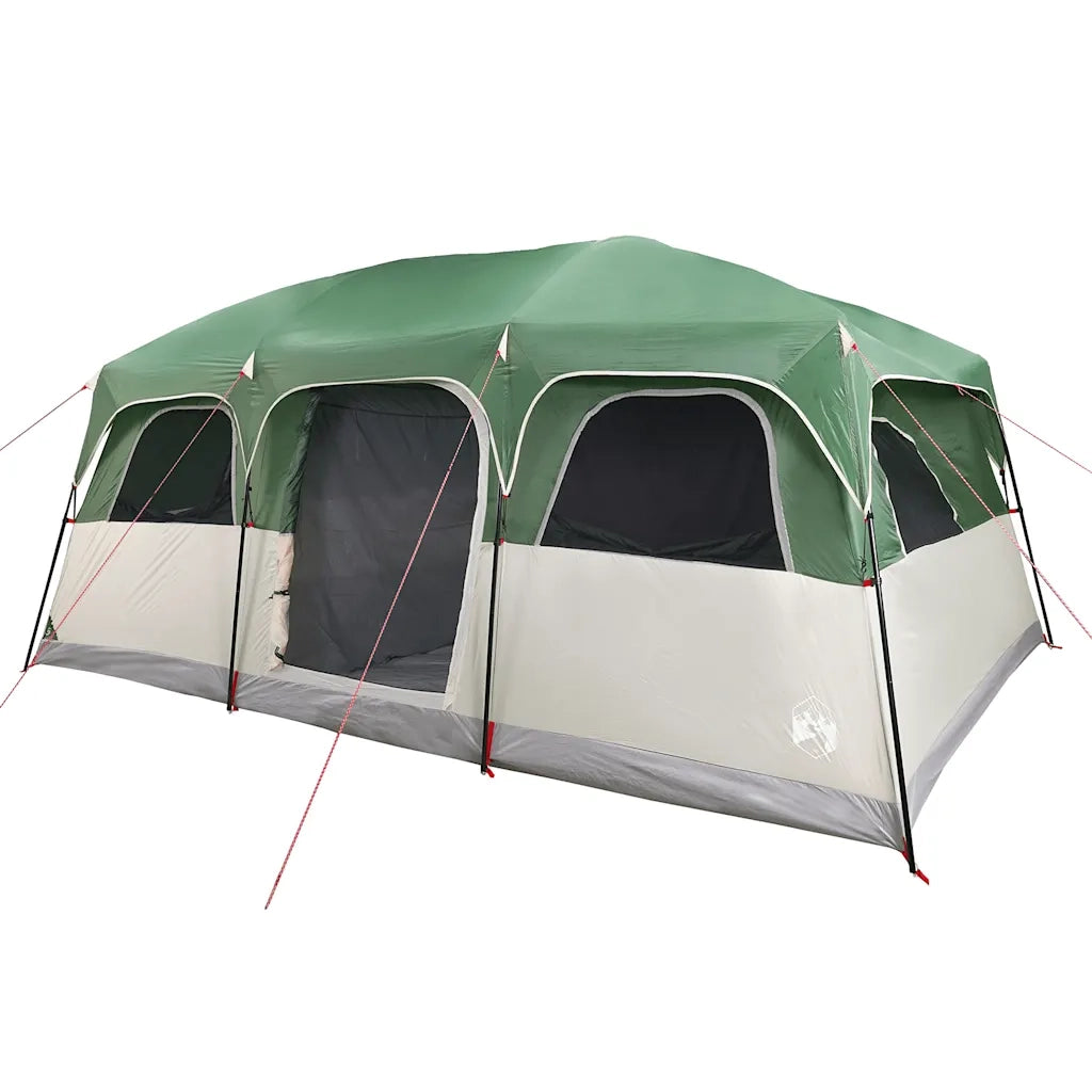 Tenda Familiare a Cabina per 10 Persone Verde Impermeabile 94539