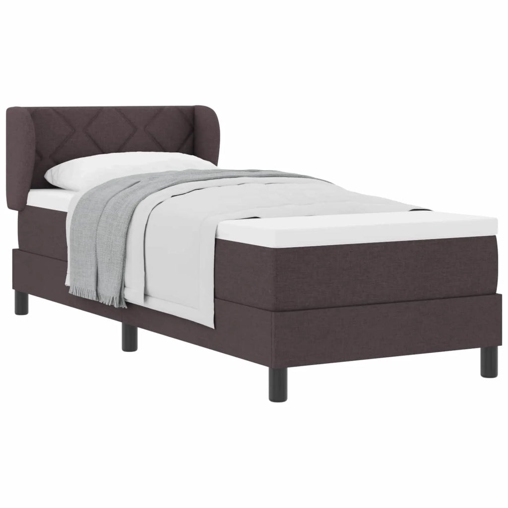 Letto a molle con materasso Marrone Scuro 80 x 200 cm Tessuto 3340055