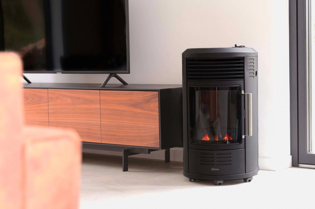Stufa a Gas Gpl da Interno 3,4 kW Effetto Camino Qlima GH8034R Nera