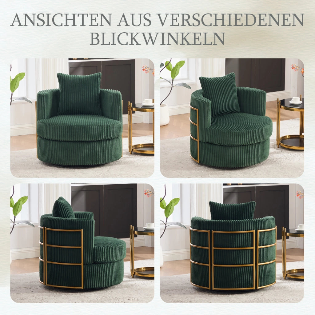 POLTRONA Girevole 360° in Corda 76x79x78 cm Verde Smeraldo