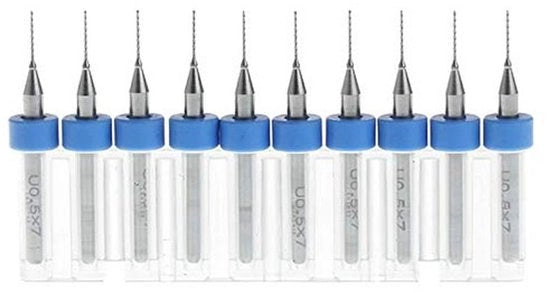 Set di microbori in carburo di tungsteno - 10 pezzi - diametro di taglio 0.7mm - diametro del cilindro 3.17mm - resistente agli urti - microboro