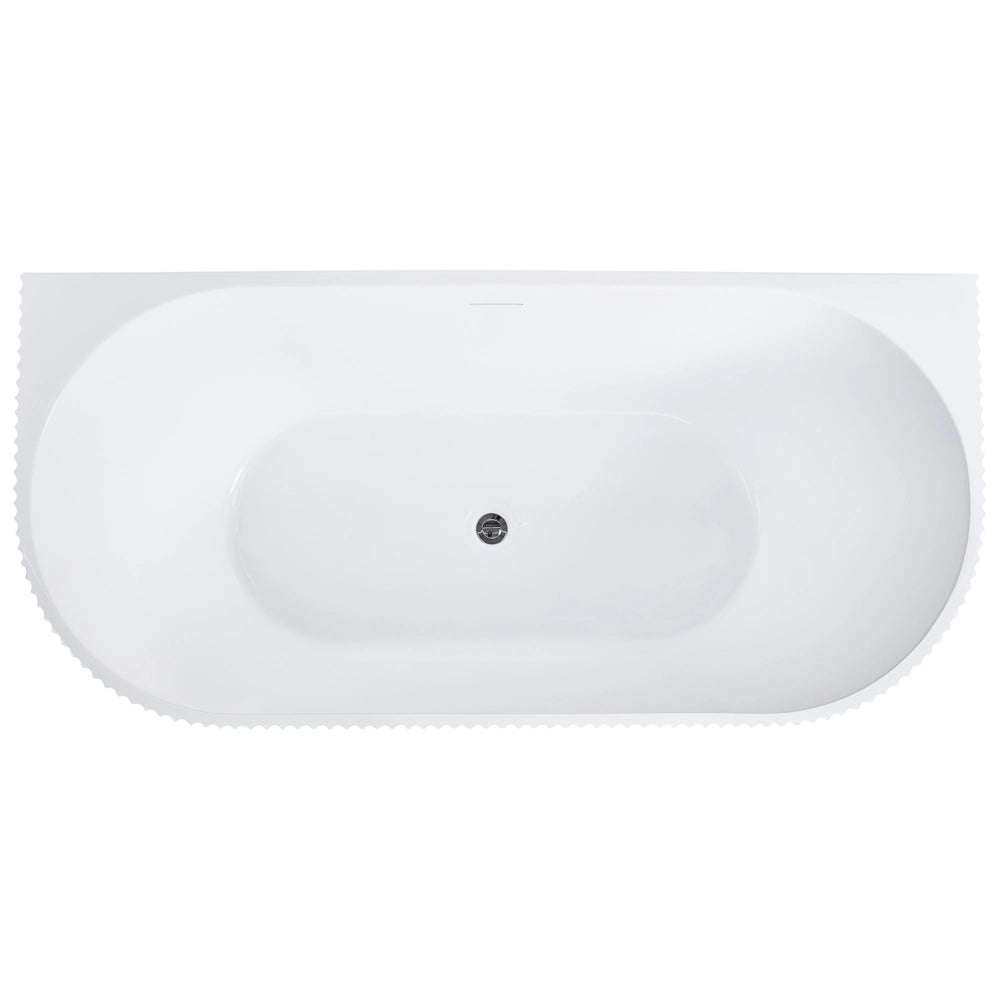 Vasca da bagno da parete ovale in acrilico bianco opaco 170 x 80 cm Finitura scanalata Bagno in stile moderno