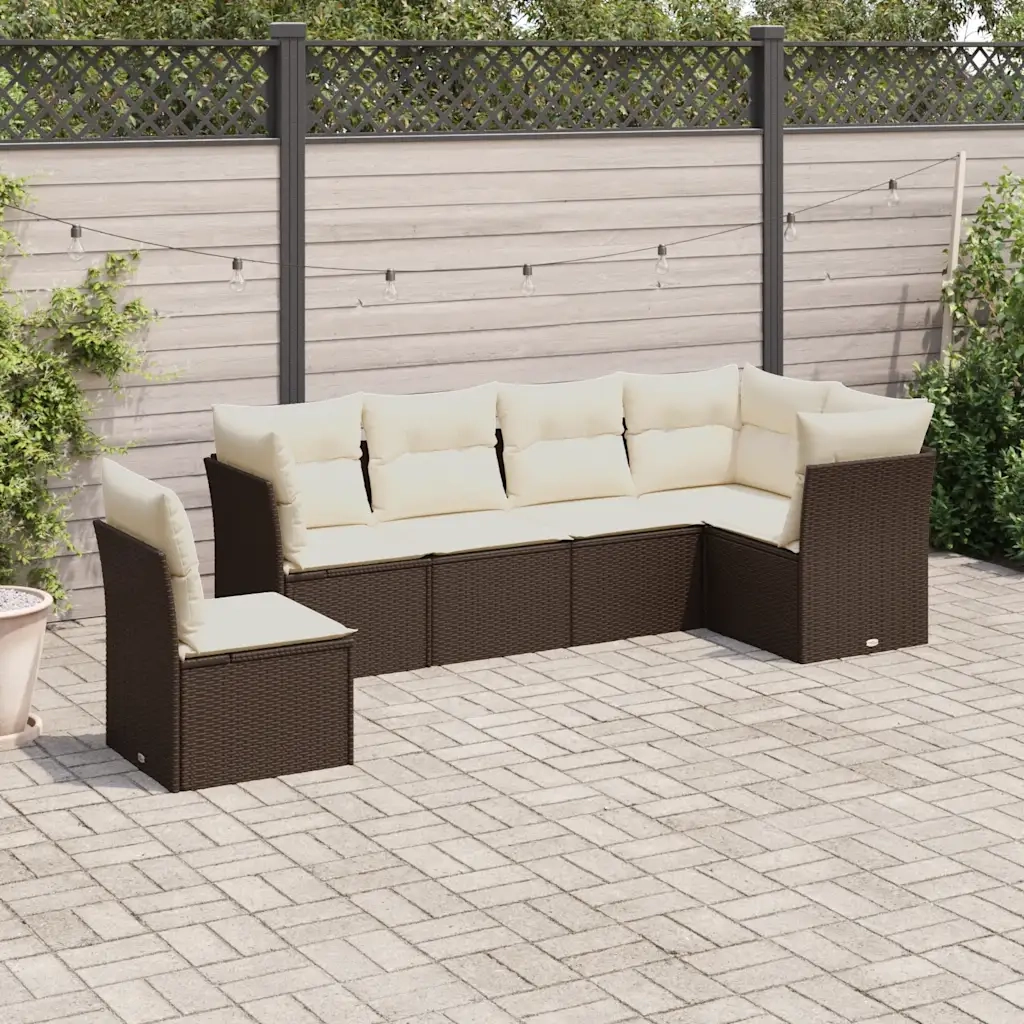 vidaXL Set Divano da Giardino 7pz con Cuscini Marrone in Polyrattan