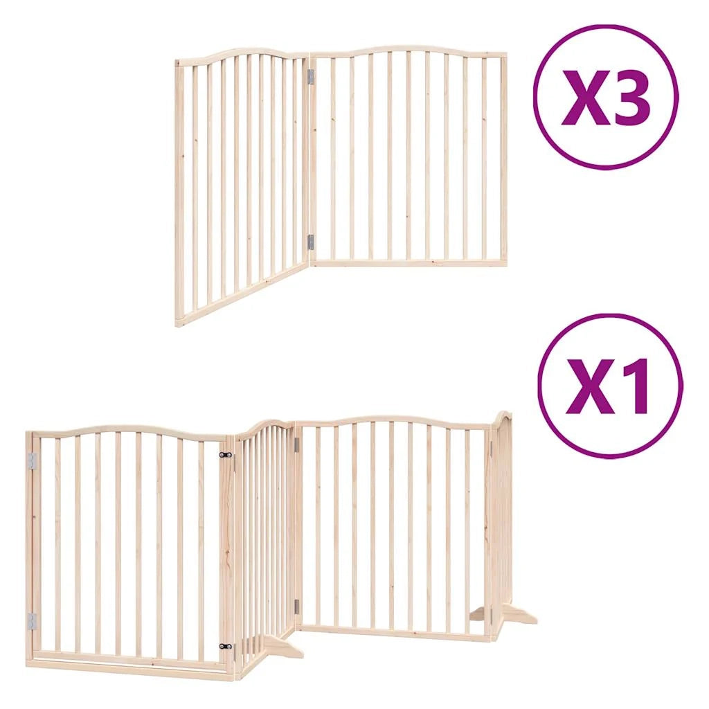 Cancelletto di sicurezza per animali domestici porta pieghevole 10 pannelli legno di pioppo marrone 02_0023104