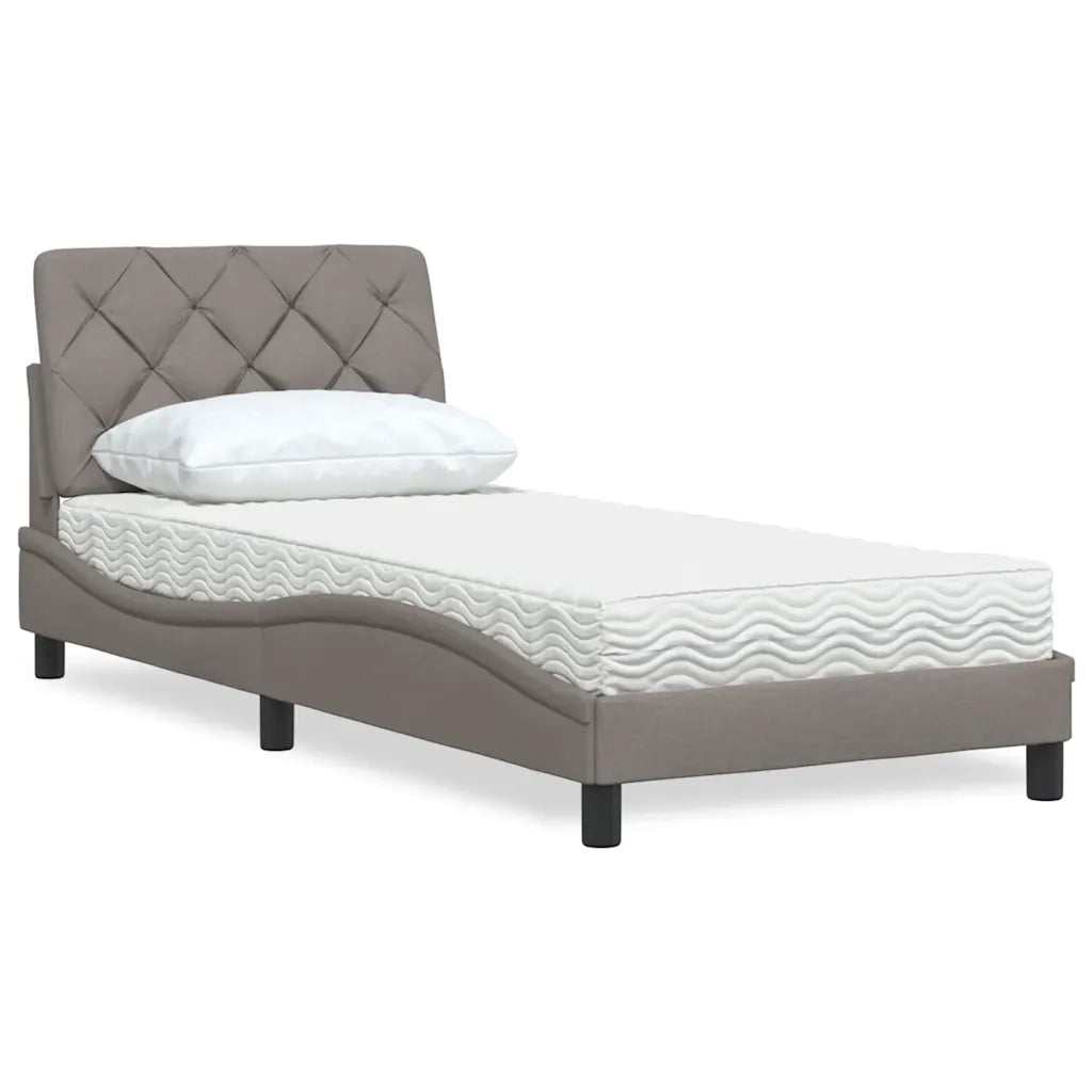 Letto con Materasso Tortora 90x190 cm in Tessuto 3310710