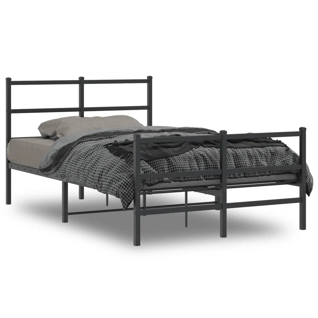 Letto matrimoniale | Letto per adulti | Giroletto con Testiera e Pediera Metallo Nero 120x190 cm
