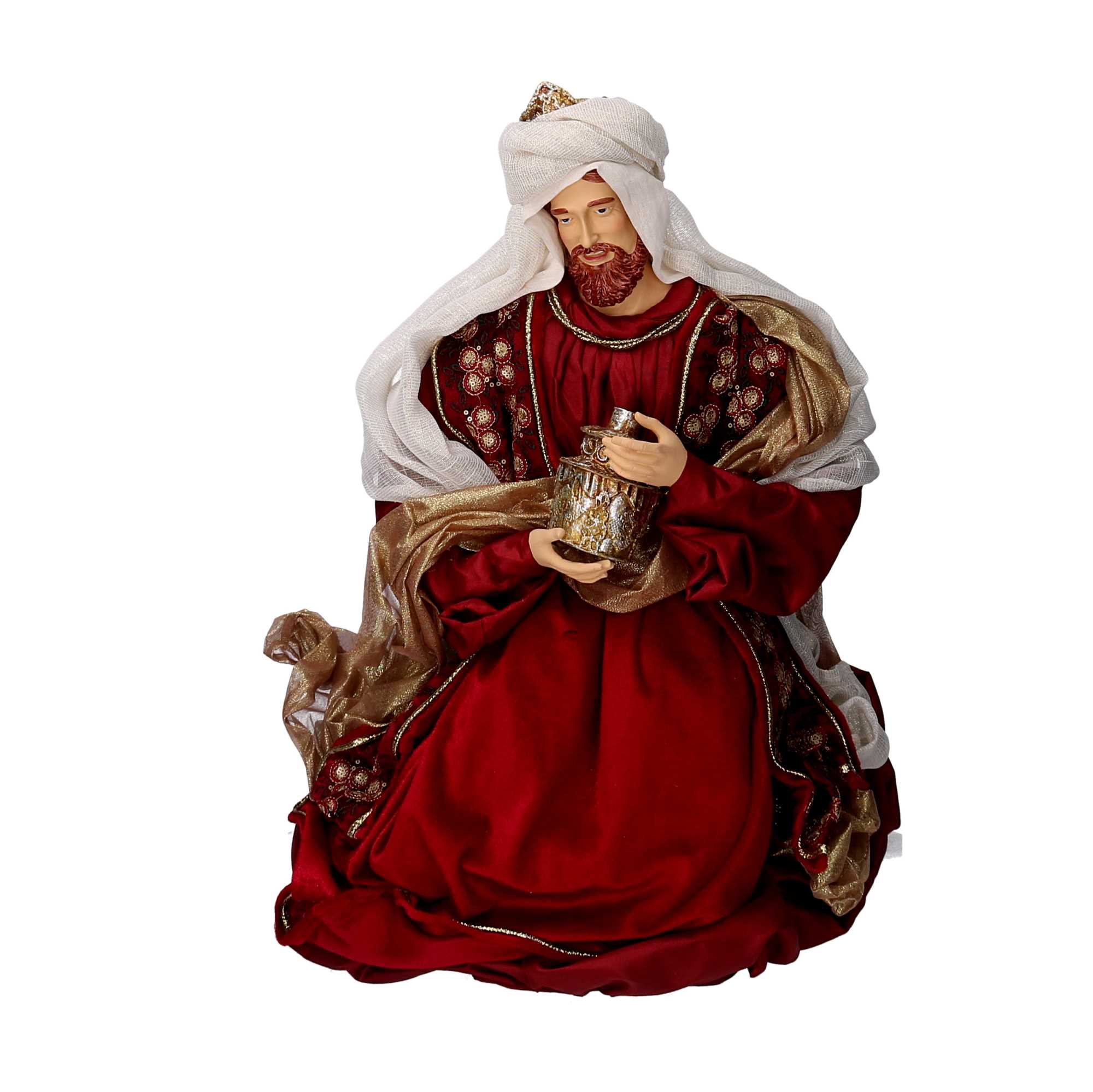 Natività tessuto bordeaux con re magi cm xh81