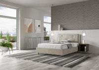 Letto Matrimoniale Francese 140x200 cm con Rete e Contenitore Imbottito in Microfibra Appia Large Sabbia