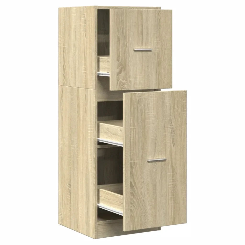 Mobiletto da farmacia multifunzionale con vano contenitore 40 x 41 x 118 cm stile classico in legno di rovere Sonoma ingegnerizzato 02_0050639