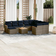 Set Divani da Giardino 11 pz con Cuscini Grigio in Polyrattan 3226565