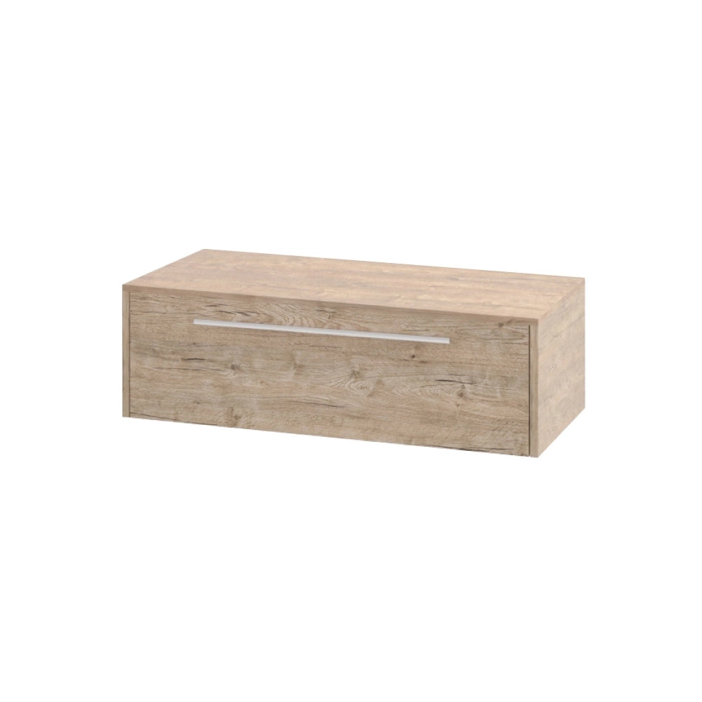 Mobile bagno sospeso 100cm rovere naturale un cassetto soft-close con top e specchio | Aoki