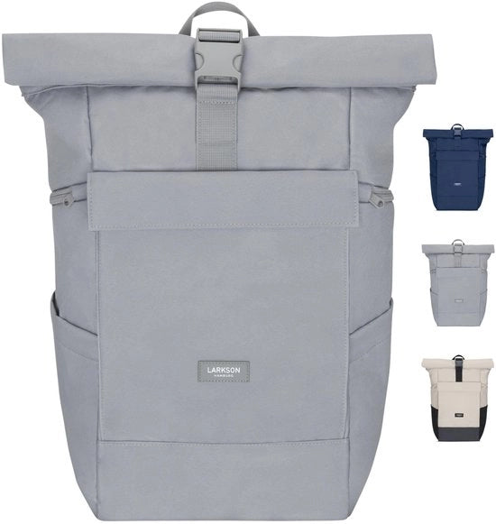 Borsa da viaggio per signora e signore, grigia - nr. 4, grande - Borsa da viaggio roll top 21 litri con tasca per laptop 16 pollici per università, lavoro e bicicletta - grande valigia con cinghia di trazione