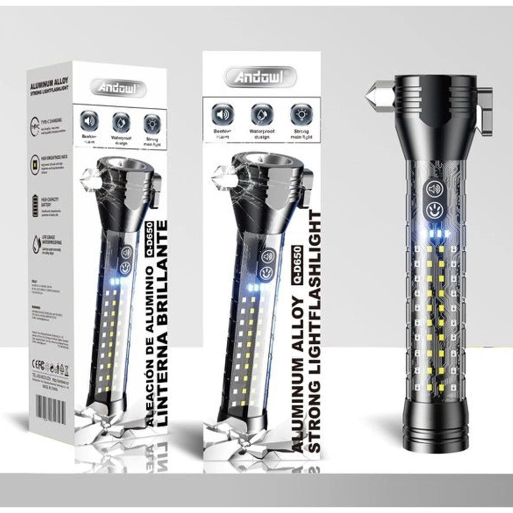 Trade Shop - Torcia Elettrica Ricaricabile Multiuso A Led In Alluminio Q-d650 Emergenza Martello -