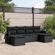 Set Divano da Giardino 6 pz con Cuscini-Sofa da Giardino-Divanetto da esterno Nero in Polyrattan 494075