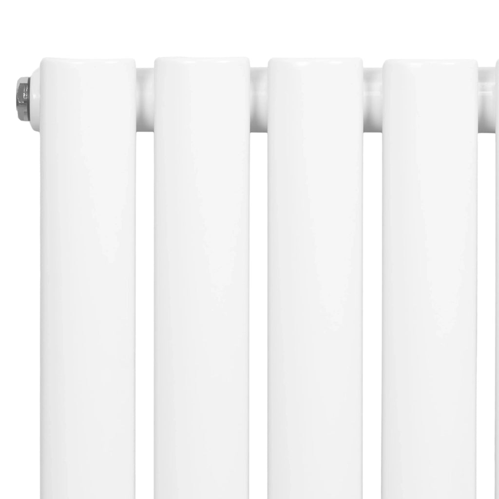 Radiatore Verticale Ovale 1800x360mm Bianco con Valvole TRV