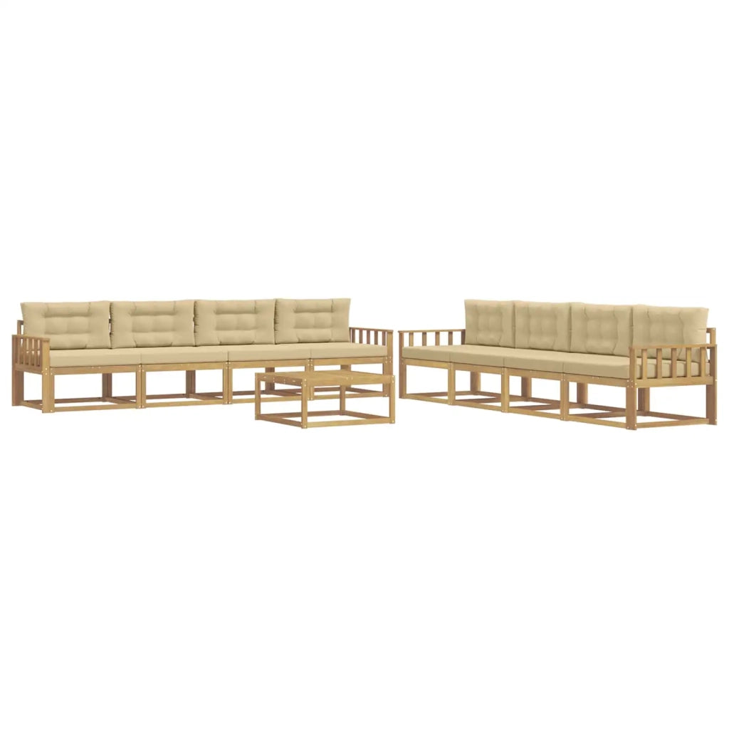 Set di divani da esterno 9 pcs Bianco e Beige 79 x 79 x 37 cm 3386232