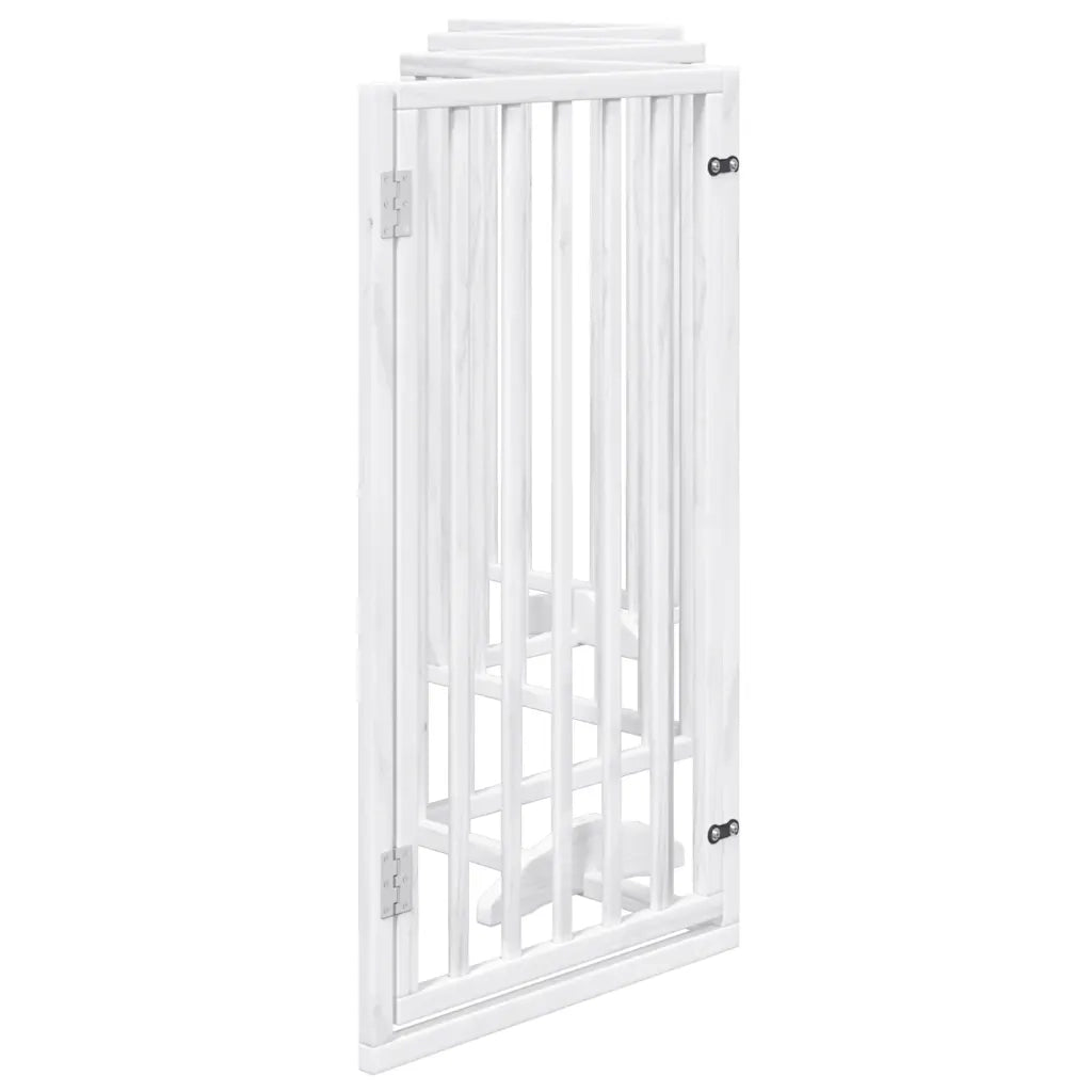 Cancelletto per cani con porta pieghevole 6 pannelli bianco 300 cm in legno di pioppo 352183