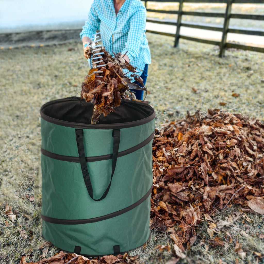 Sacco per Giardino 2x160L Impermeabile ¨C zephmum ¨C Verde con Maniglie