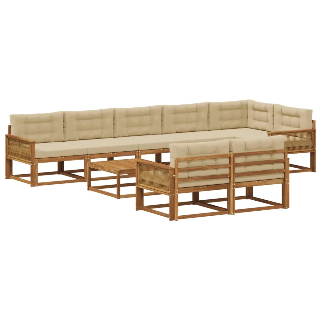 Set di divani da esterno con cuscino 9 pcs Naturale e Beige 3382691