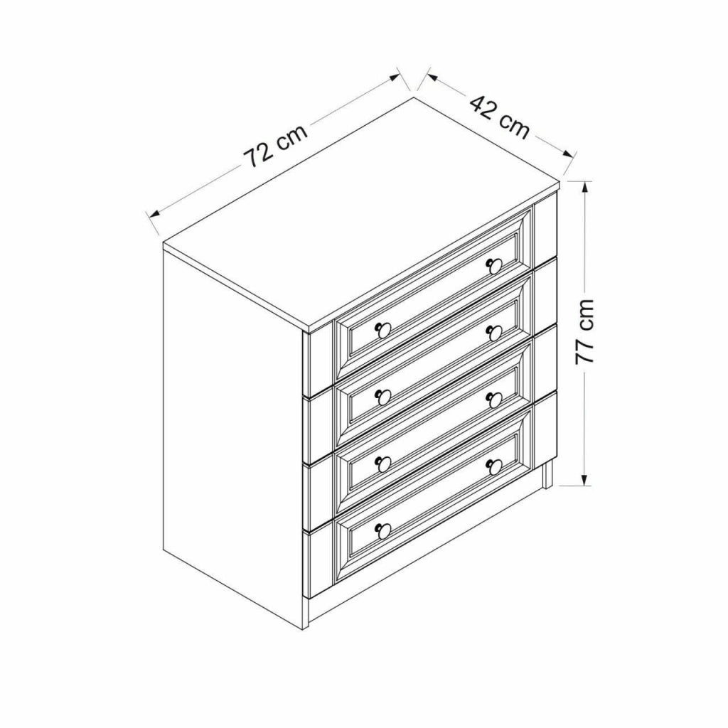 Gardo, Cassettiera 7 Cassetti, 72x42x77h cm Bianco