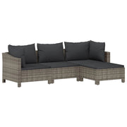 Set di mobili da giardino mobili da esterno set da 4 pezzi con cuscini resina intrecciata grigia 02_0016142