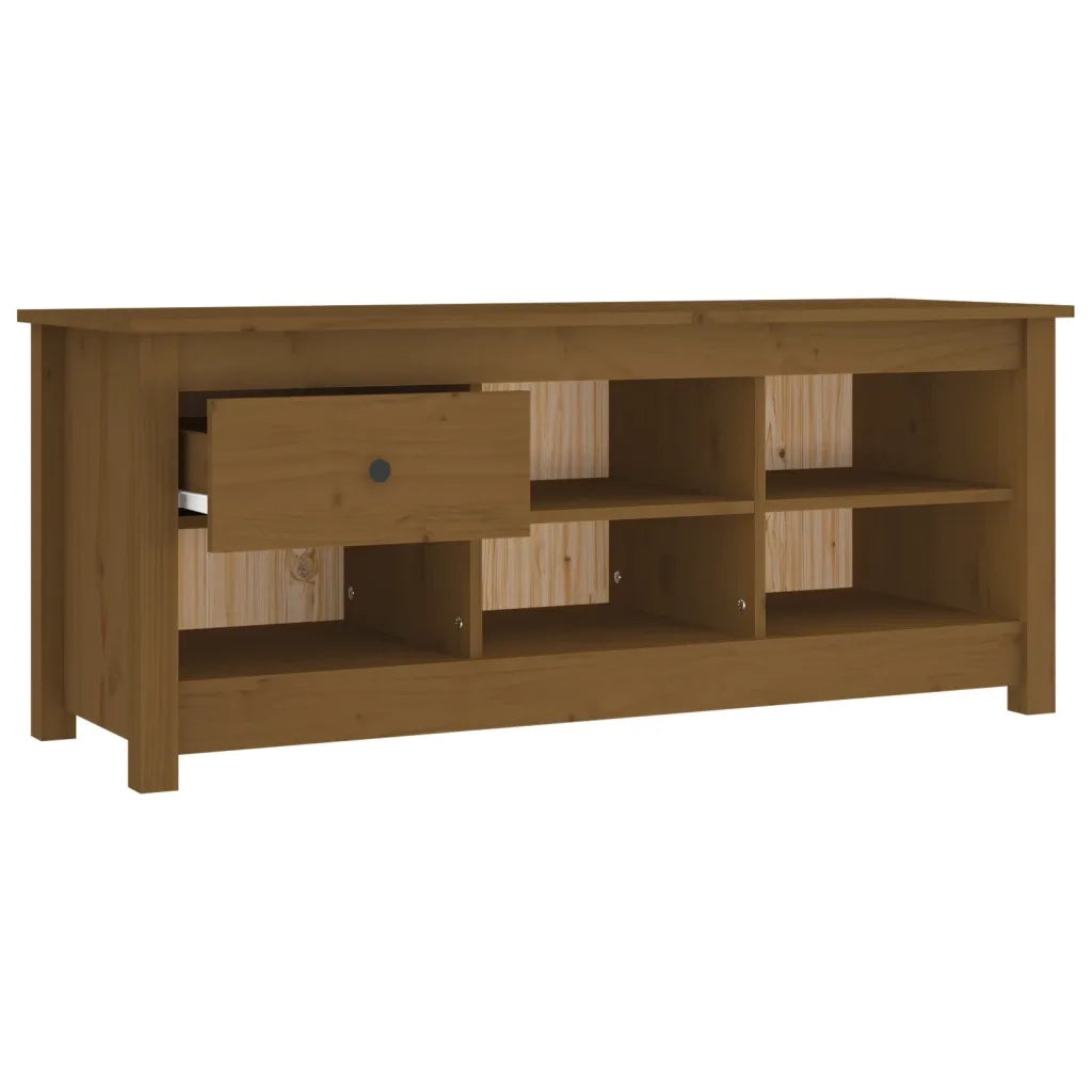 Scarpiera Marrone Ambra 110x38x45,5cm in Legno Massello di Pino 814597
