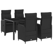 Set da pranzo per esterni 5 pcs Nero 150 x 90 x 75 cm