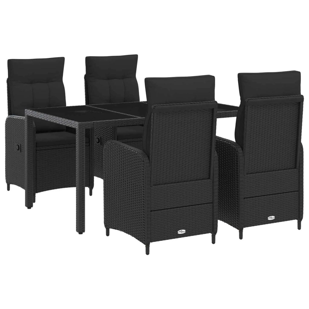 Set da pranzo per esterni 5 pcs Nero 150 x 90 x 75 cm