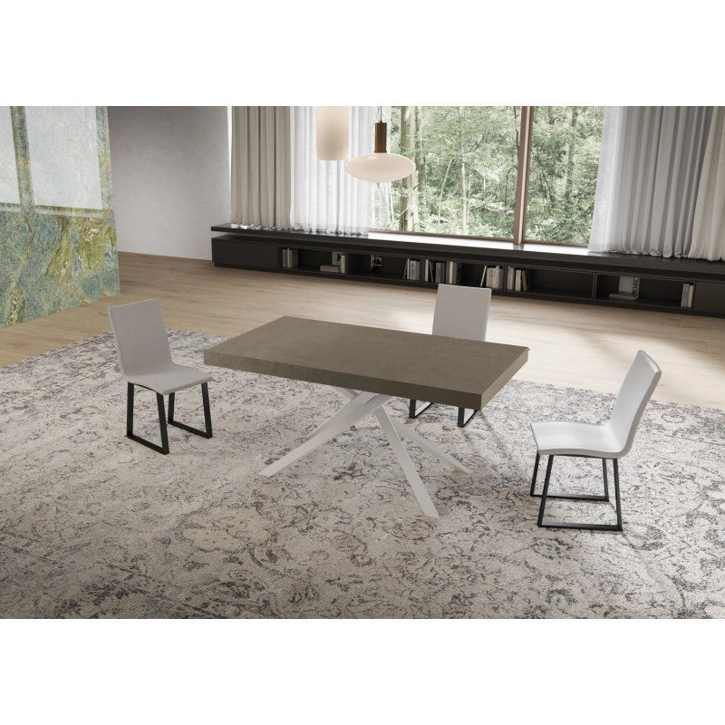 Tavolo allungabile 160/264x90 cm Niket telaio Bianche - Tortora