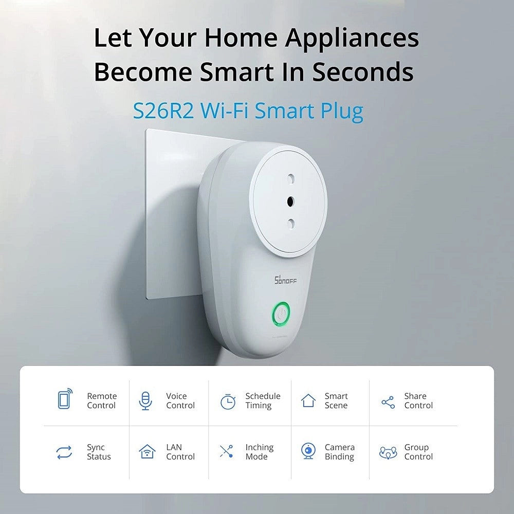 Trade Shop - Presa Elettrica Intelligente Smart Wireless Interruttore Alexa Sonoff S26r2tpl -