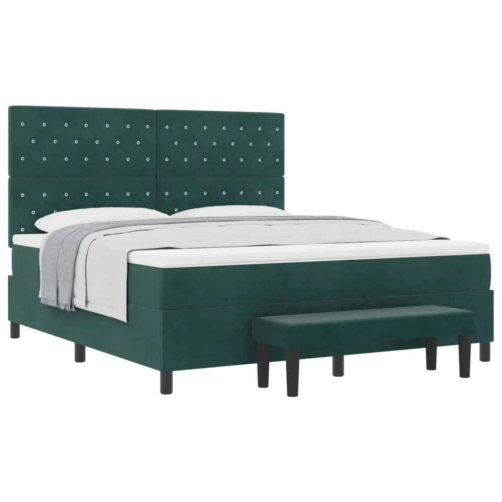 Letto a molle con testiera Verde scuro 200 x 180 cm Velluto 3344465