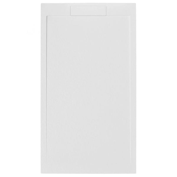 Piatto doccia in pietra SOLIDSTONE alto 2,8 cm con bordo - Bianco - Misura: 100x100 x 2,8h 