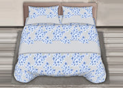 Completo Lenzuola Stiro Facile 100% Cotone Made Italy Effetto Seta Fiorellino - Matrimoniale - Azzurro