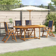 Set Pranzo da Giardino 5pz Legno Massello di Acacia e Textilene