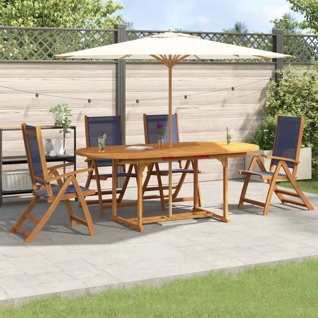Set Pranzo da Giardino 5pz Legno Massello di Acacia e Textilene