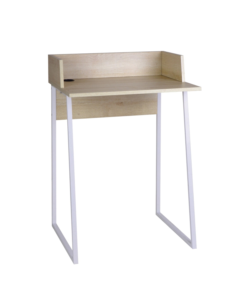 Scrivania Hispanohogar in effetto e metallo rovere gambe bianche 84x60x48