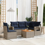 Set Divani da Giardino 6 pz con Cuscini Grigio in Polyrattan 3224570