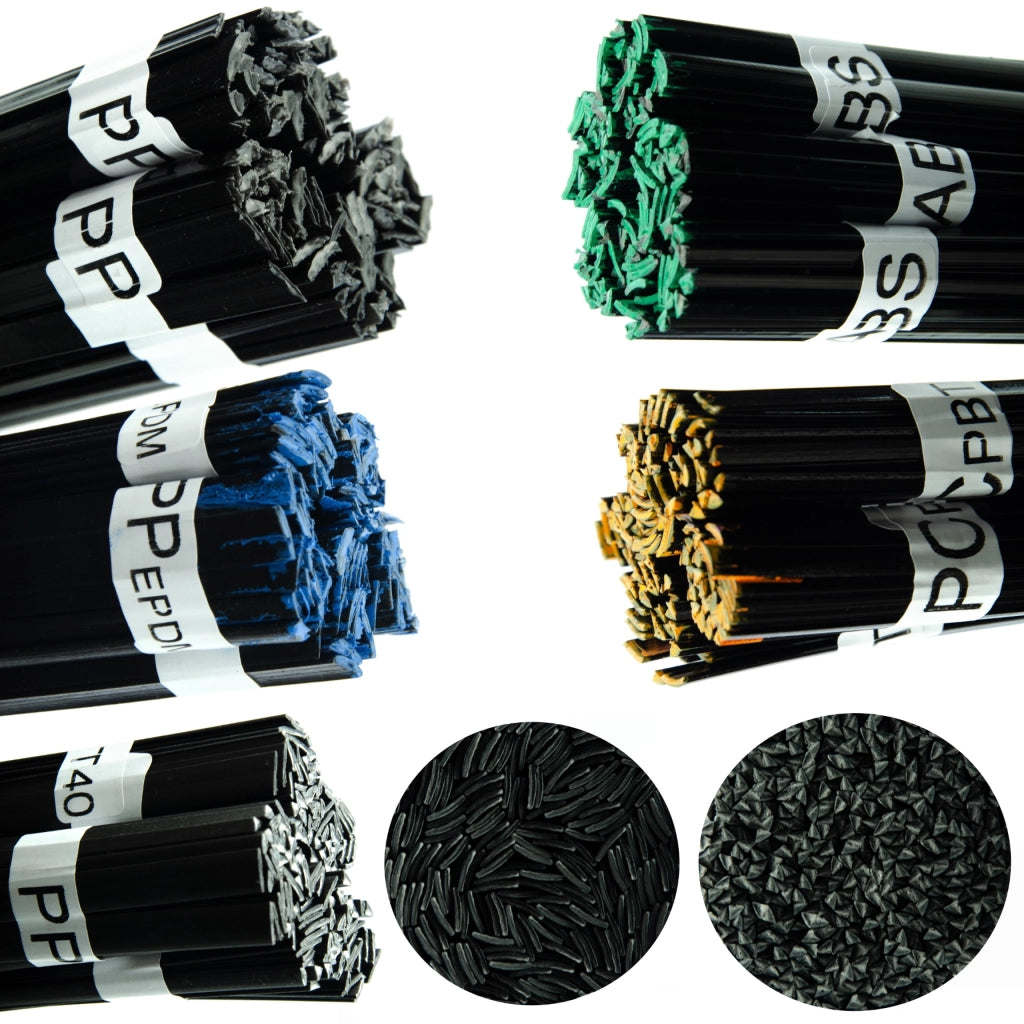 Kit di Saldatura Plastica Rosfix – 5 Tipi di Fili 500g | Granulato Puro, Nero | Per Auto, Moto, Elettrodomestici