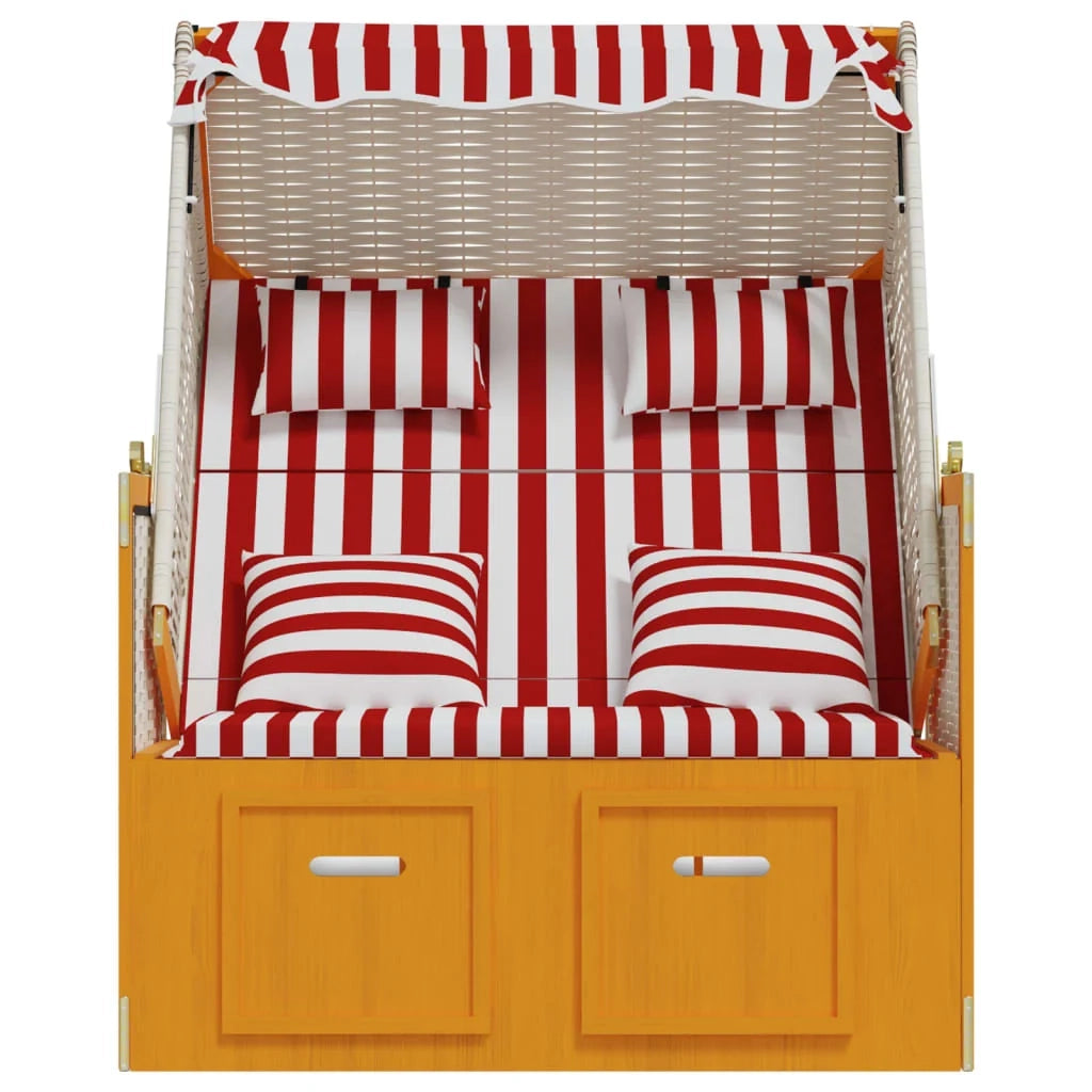 Strandkorb con cuscini in polyrattan legno massello rosso bianco 02_0012179